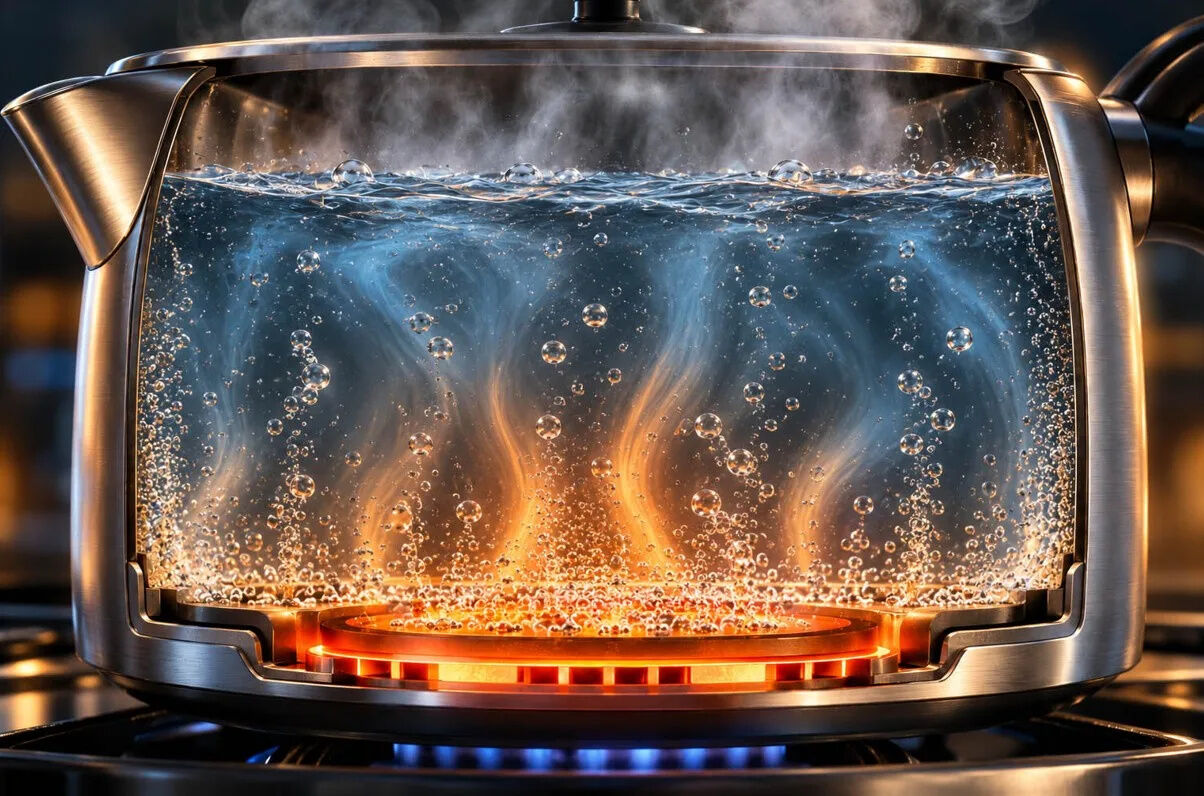 چرا آب قبل از جوشیدن سر و صدا می‌کند، اما نزدیک نقطه جوش آرام می‌شود؟