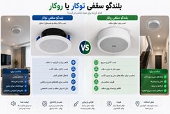 بلندگو سقفی توکار یا روکار؟ راهنمای کامل مقایسه، مزایا، معایب و انتخاب بهترین مدل